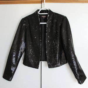 GDM Paris Black Sequin Open Crop Jacket